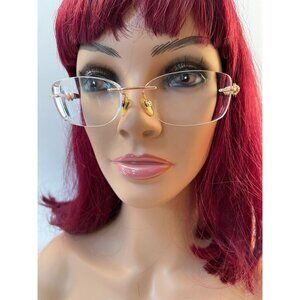 Chopard Eyeglasses Faux Pearls Crystals Rimless Red Arm Color Oval USED